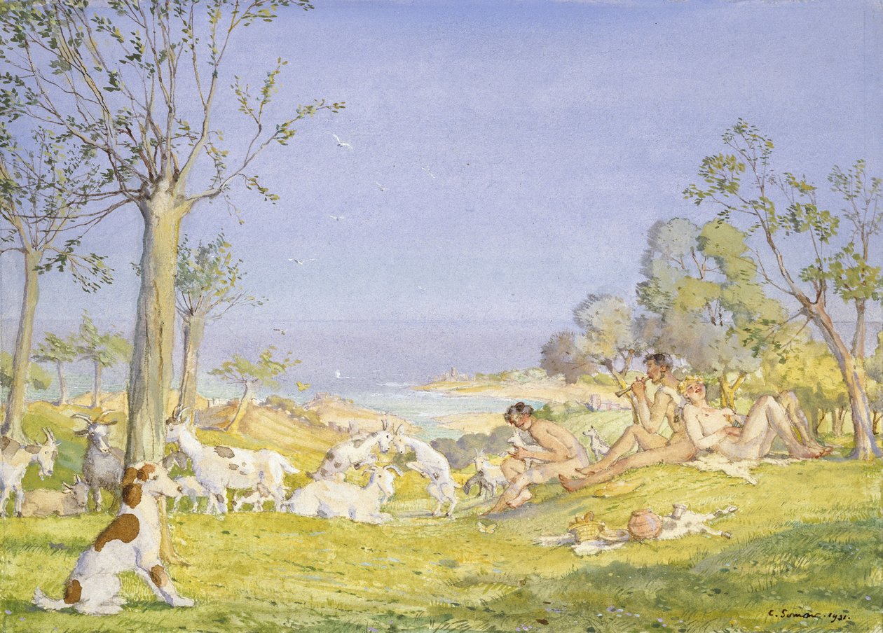 Paysage avec bergers et chèvres, 1931 - Konstantin Andreevic Somov