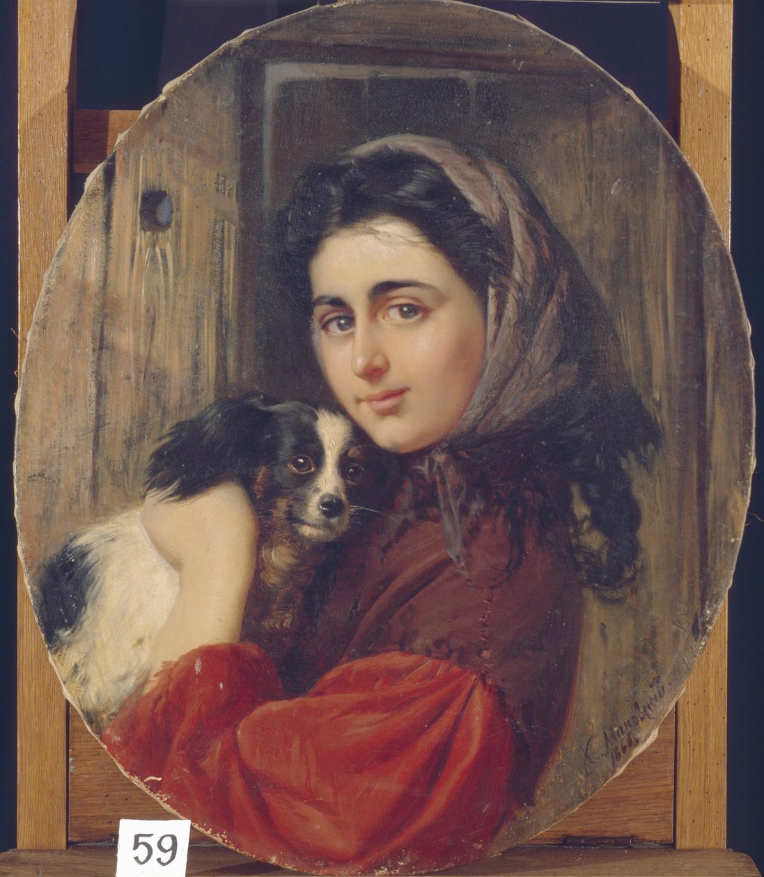 Fille avec petit chien - Konstantin Egorovich Makovsky