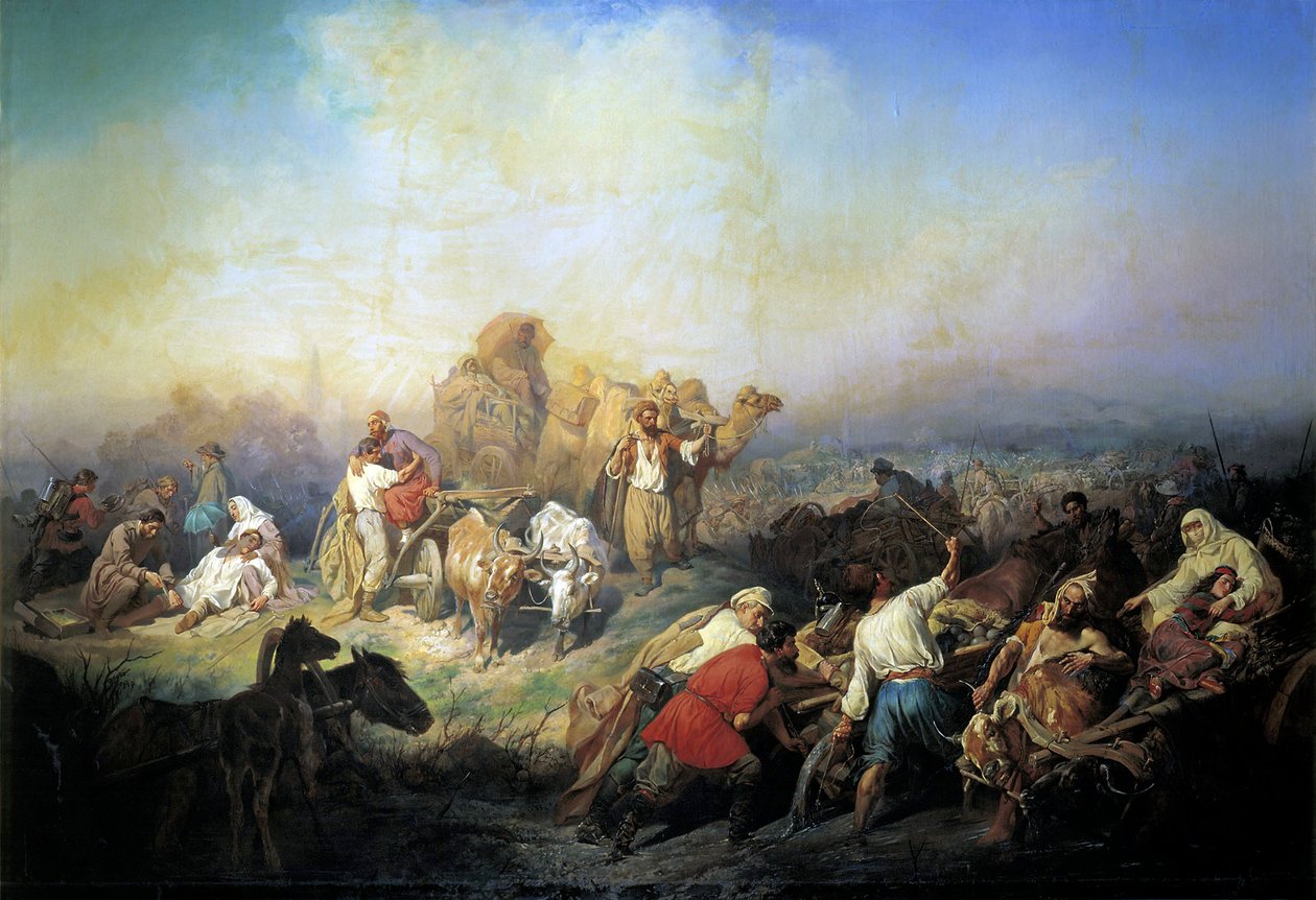 La route militaire entre Sébastopol et Simferopol au temps de la guerre de Crimée, 1858 - Konstantin Nikolayevich Filippov