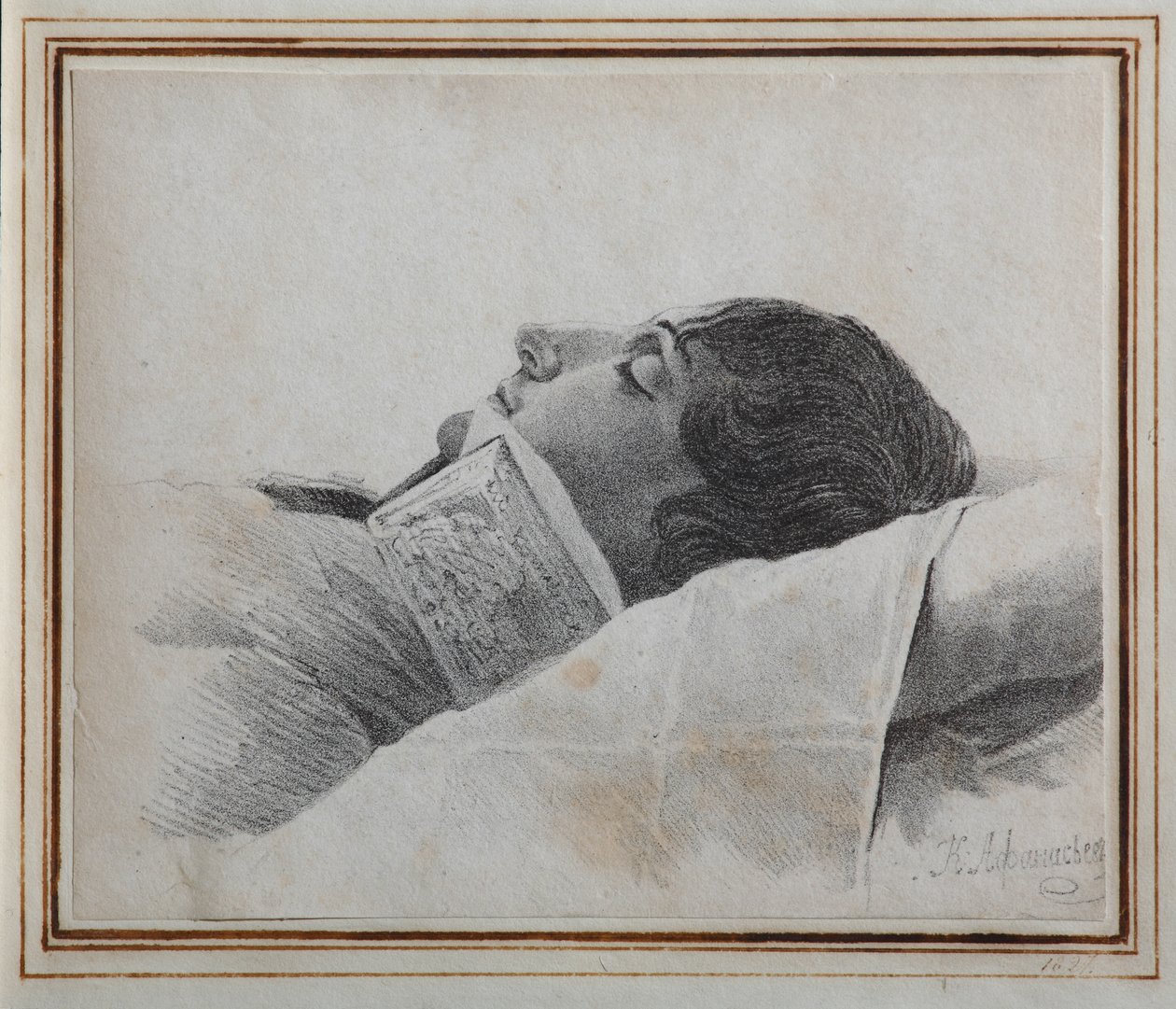 Dimitri Venevitinov 1805-1827 sur son lit de mort, 1827 - Konstantin Yakovlevich Afanasyev