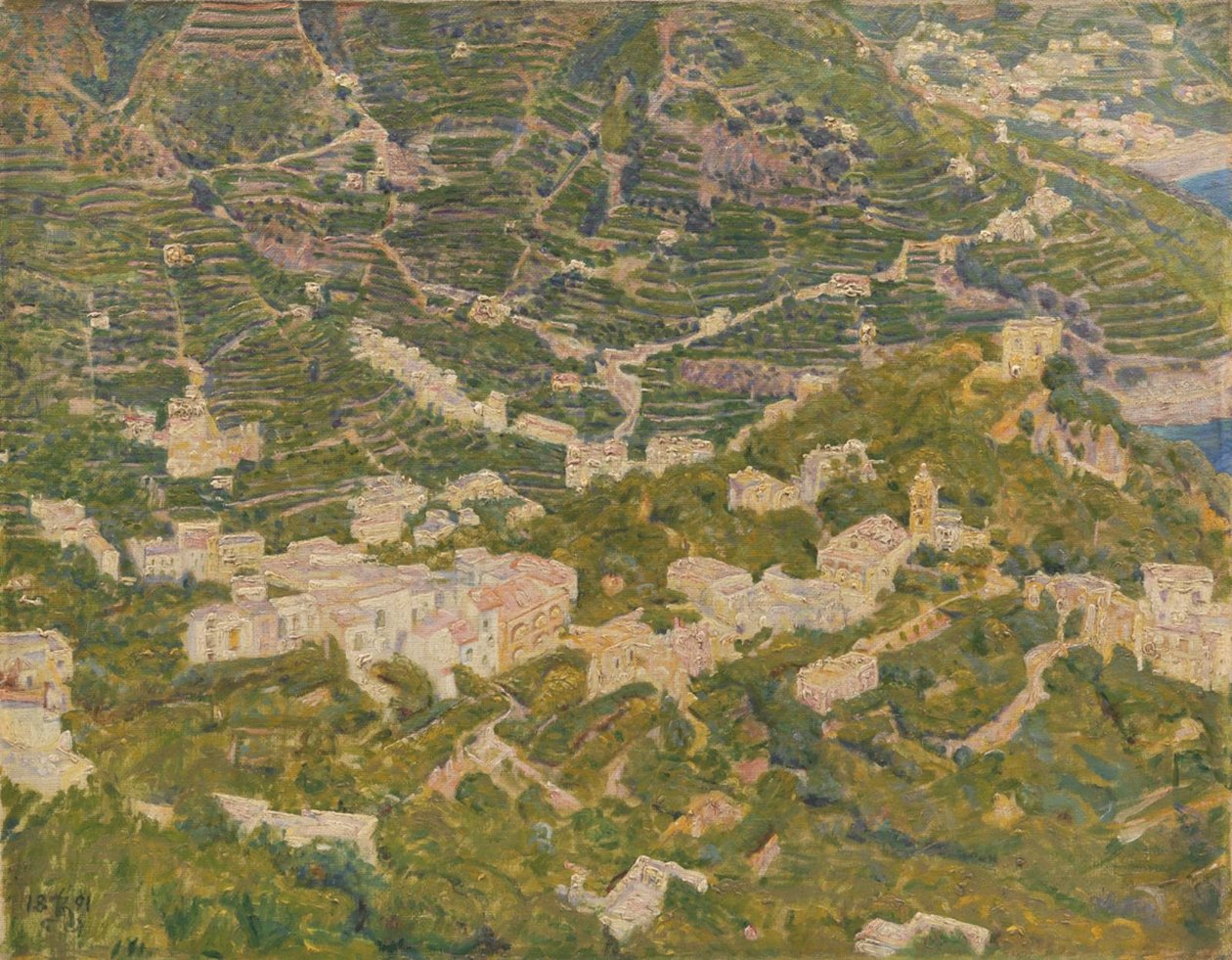 Vue aérienne de Ravello vers Torello - Kristian Zahrtmann