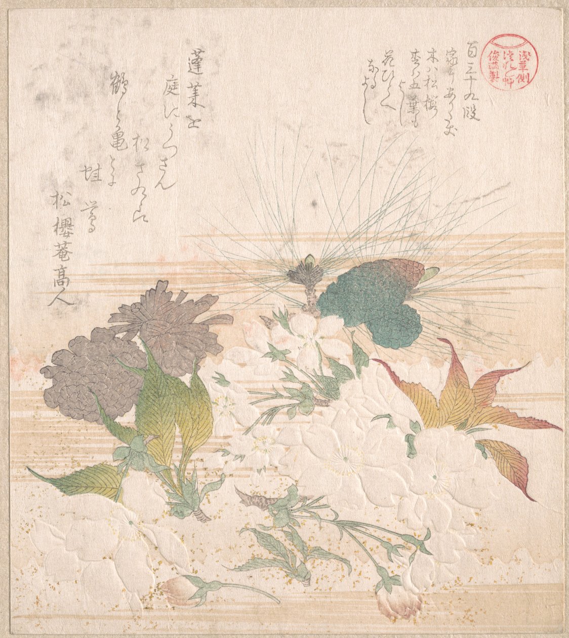 Fleurs de cerisier et pommes de pin - Kubo Shunman