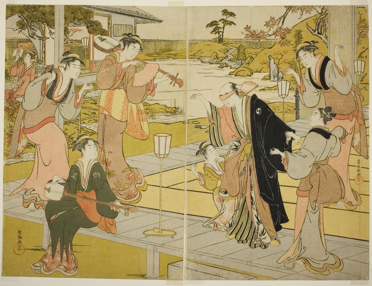 Oboshi Yuranosuke à la maison de thé Ichiriki, de la scène VII dans le magasin des fidèles serviteurs - Kubo Shunman