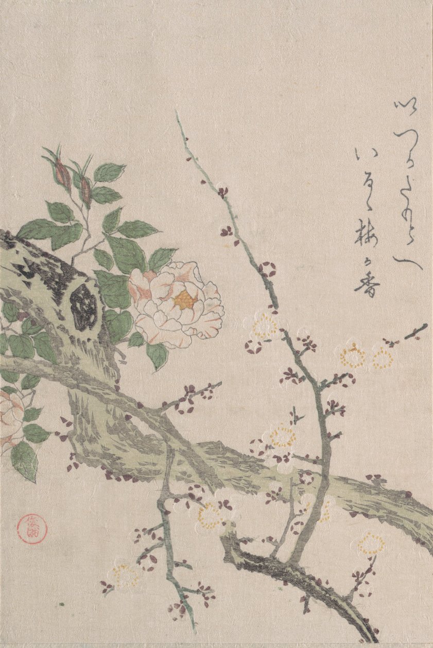 Roses et fleurs de prunier - Kubo Shunman