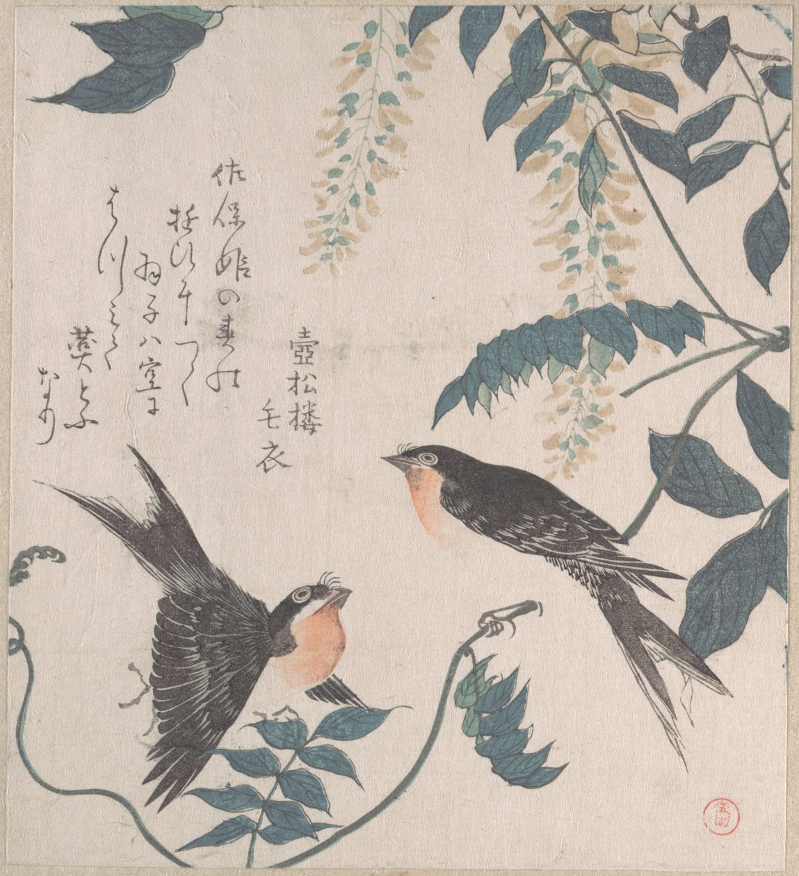 Hirondelles et glycines - Kubo Shunman