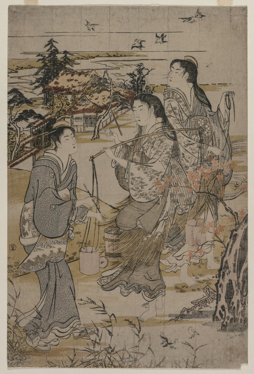 Femmes avec des seaux de sel, La rivière Noda Tama dans la province de Mutsu, fin des années 1780 - Kubo Shunman