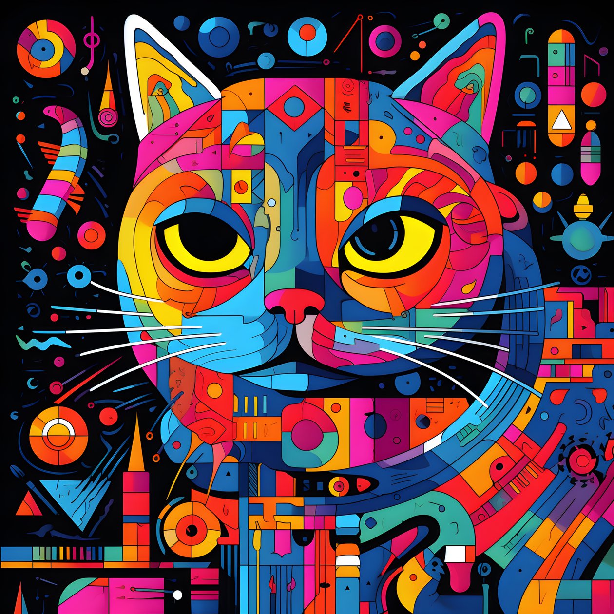 Motif abstrait de chats 2 - Kurt Heppke