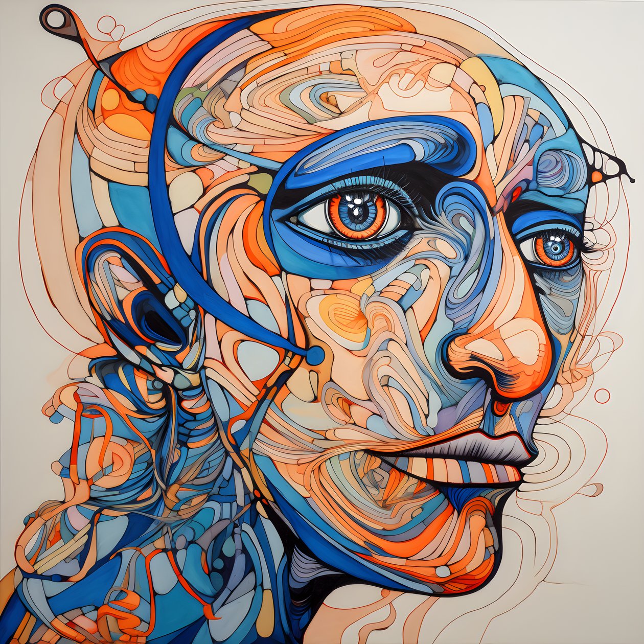 Visage, spirale pour les yeux et un oiseau pour le nez 4 - Kurt Heppke