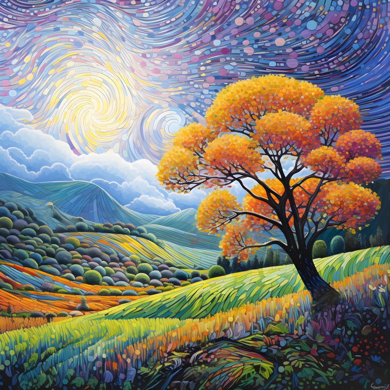 Paysage avec arbres et collines 4 - Kurt Heppke