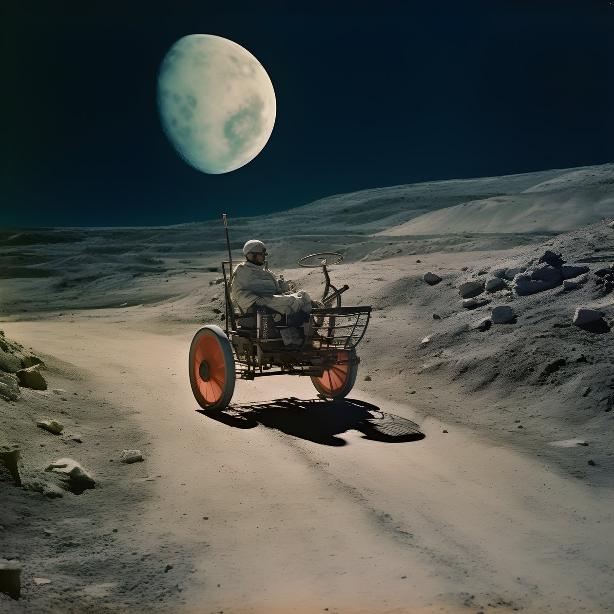 scarabée lunaire, paysage lunaire avec cratères 2 - Kurt Heppke