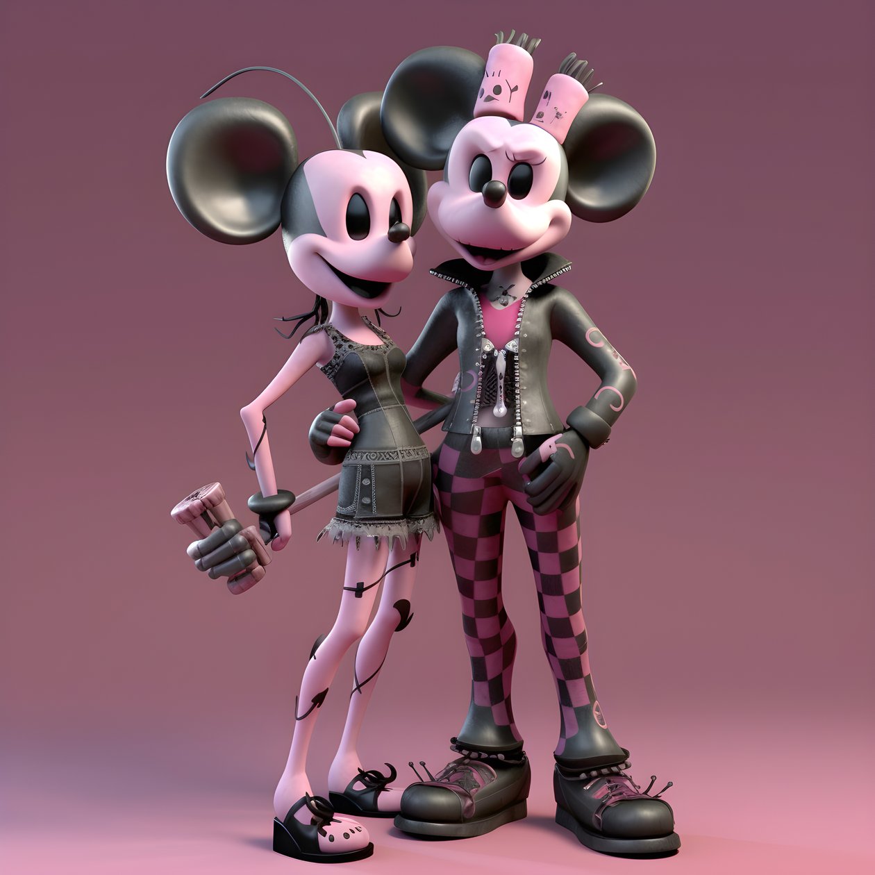 Cauchemar avant Noël punk rose Minnie et Mickey Mouse 1 - Kurt Heppke