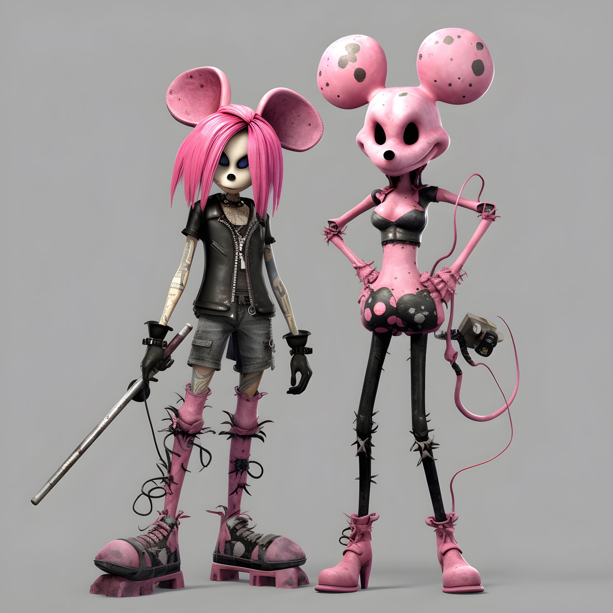 Cauchemar avant Noël punk rose Minnie et Mickey Mouse 3 - Kurt Heppke