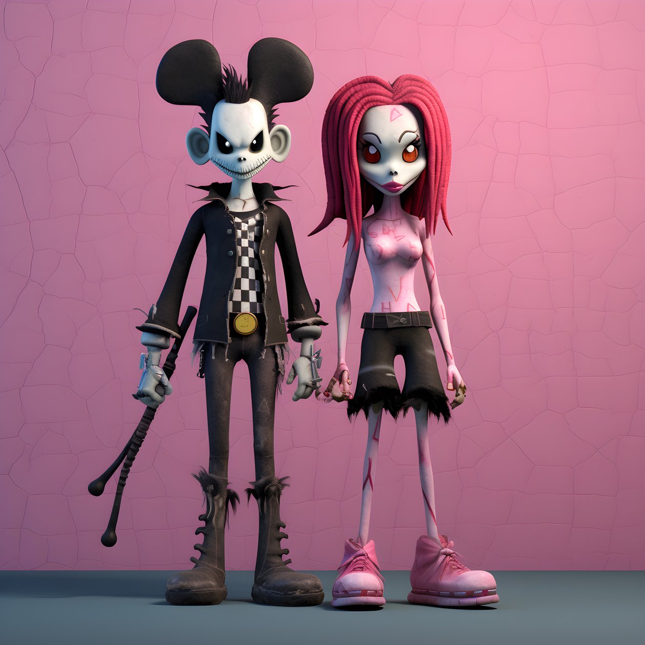 Cauchemar avant Noël punk rose Minnie et Mickey Mouse 4 - Kurt Heppke