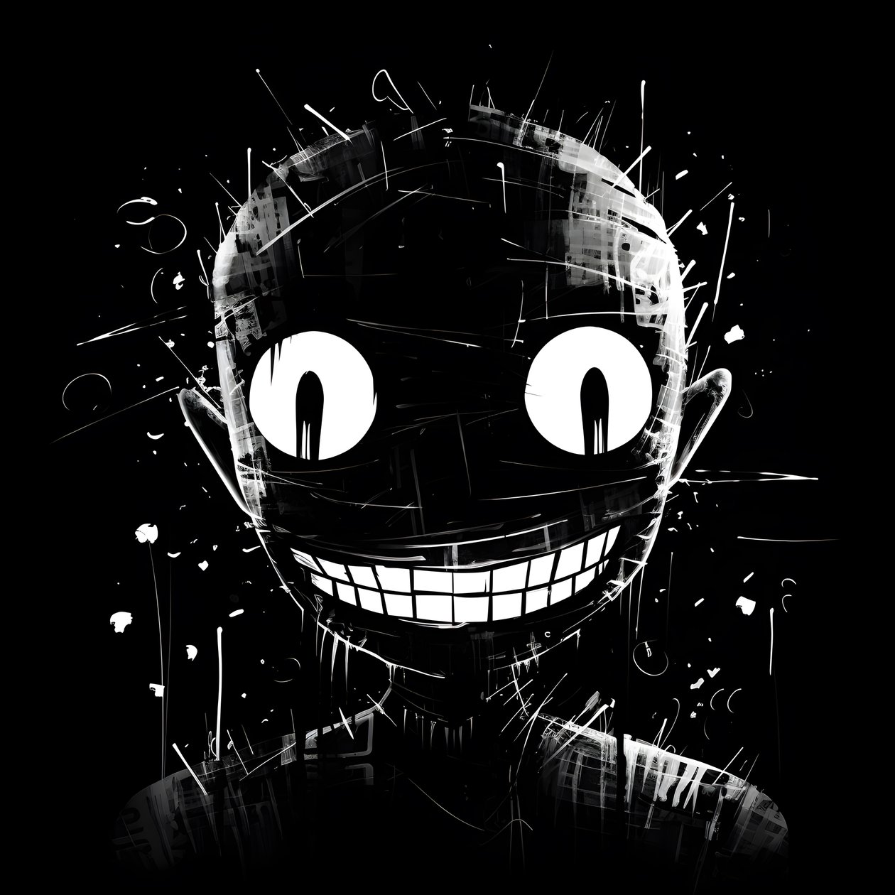 Le visage souriant est dessiné sur du papier noir 2 - Kurt Heppke