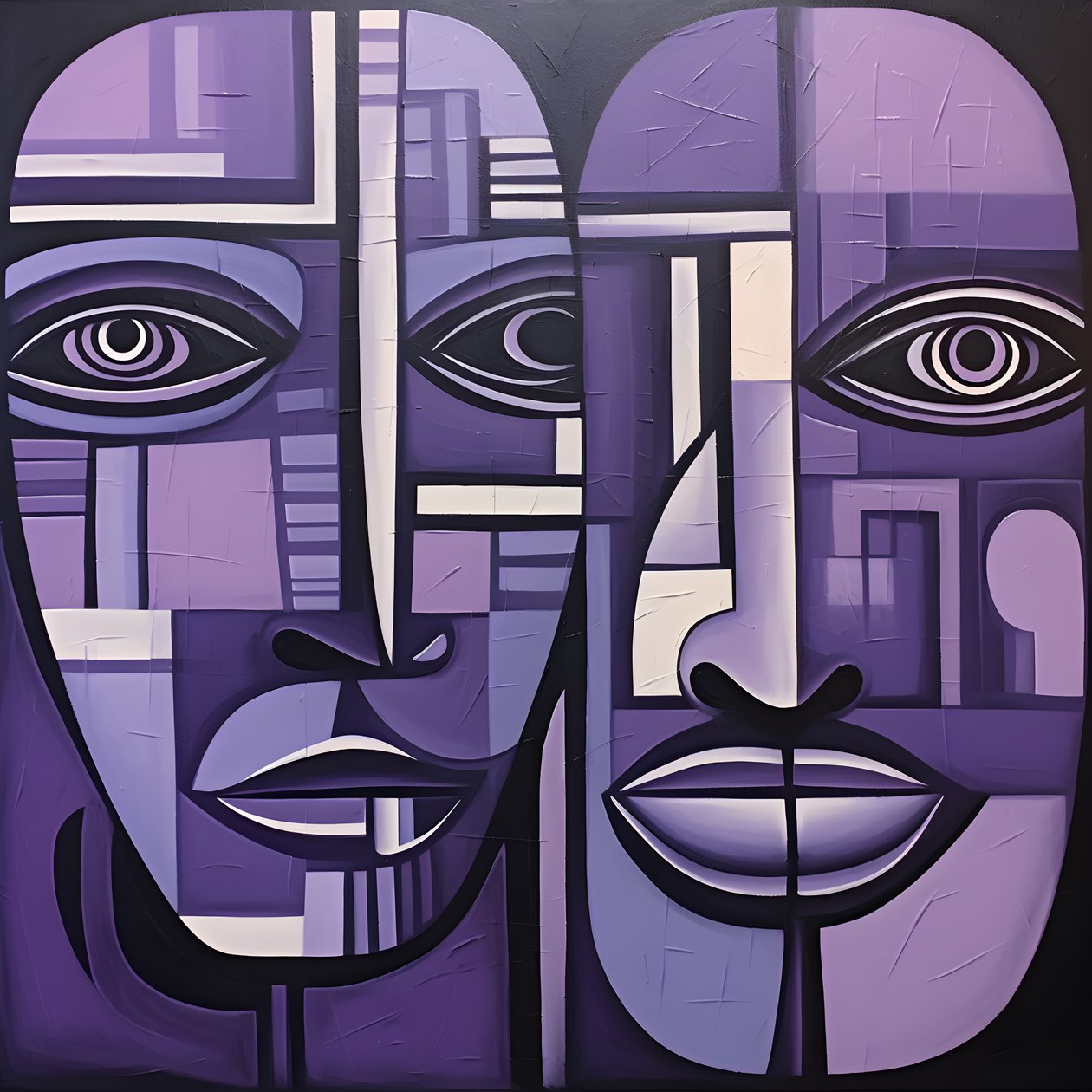 peinture géométrique violette et grise avec œil violet 3 - Kurt Heppke