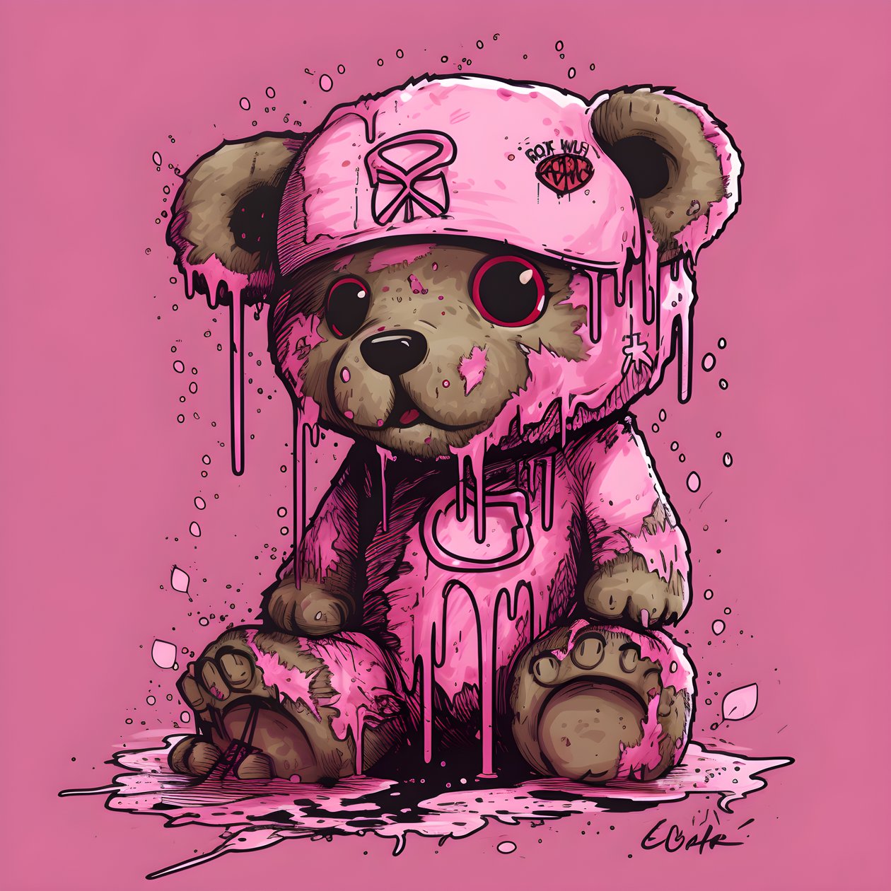 Teddy unisexe rose avec un tatouage brun sur le front - Kurt Heppke
