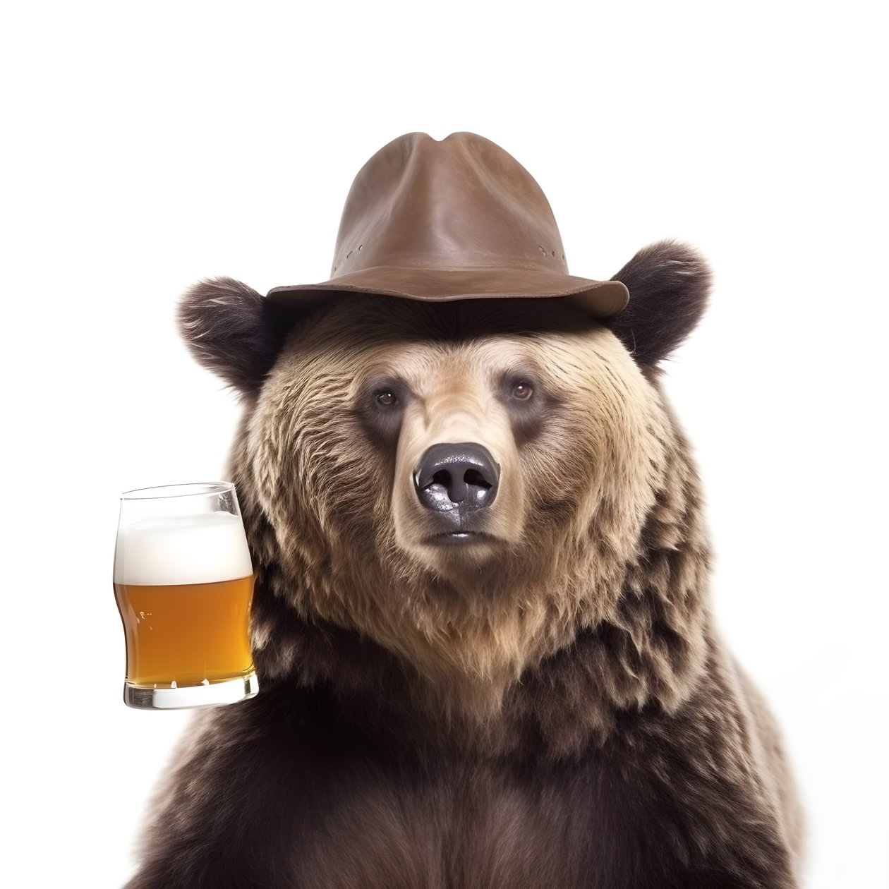 Un ours avec un chapeau haut de forme une chope de bière de face et de profil sur fond blanc 2 - Kurt Heppke