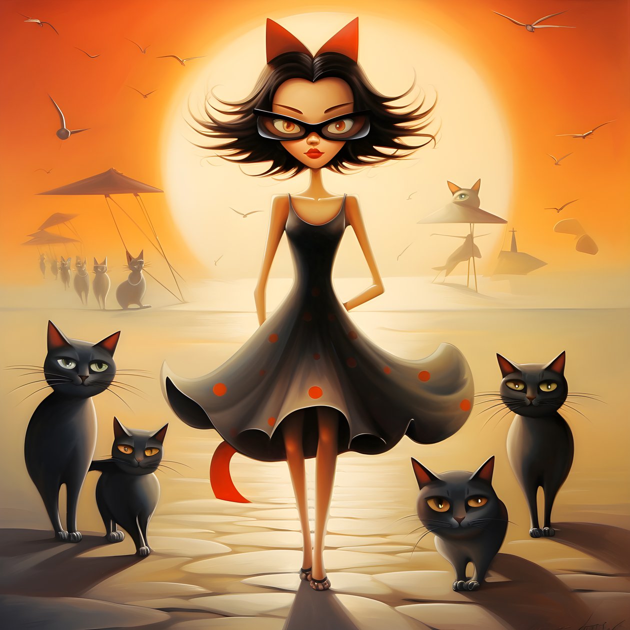 Femme chat folle en robe 3 - Kurt Heppke