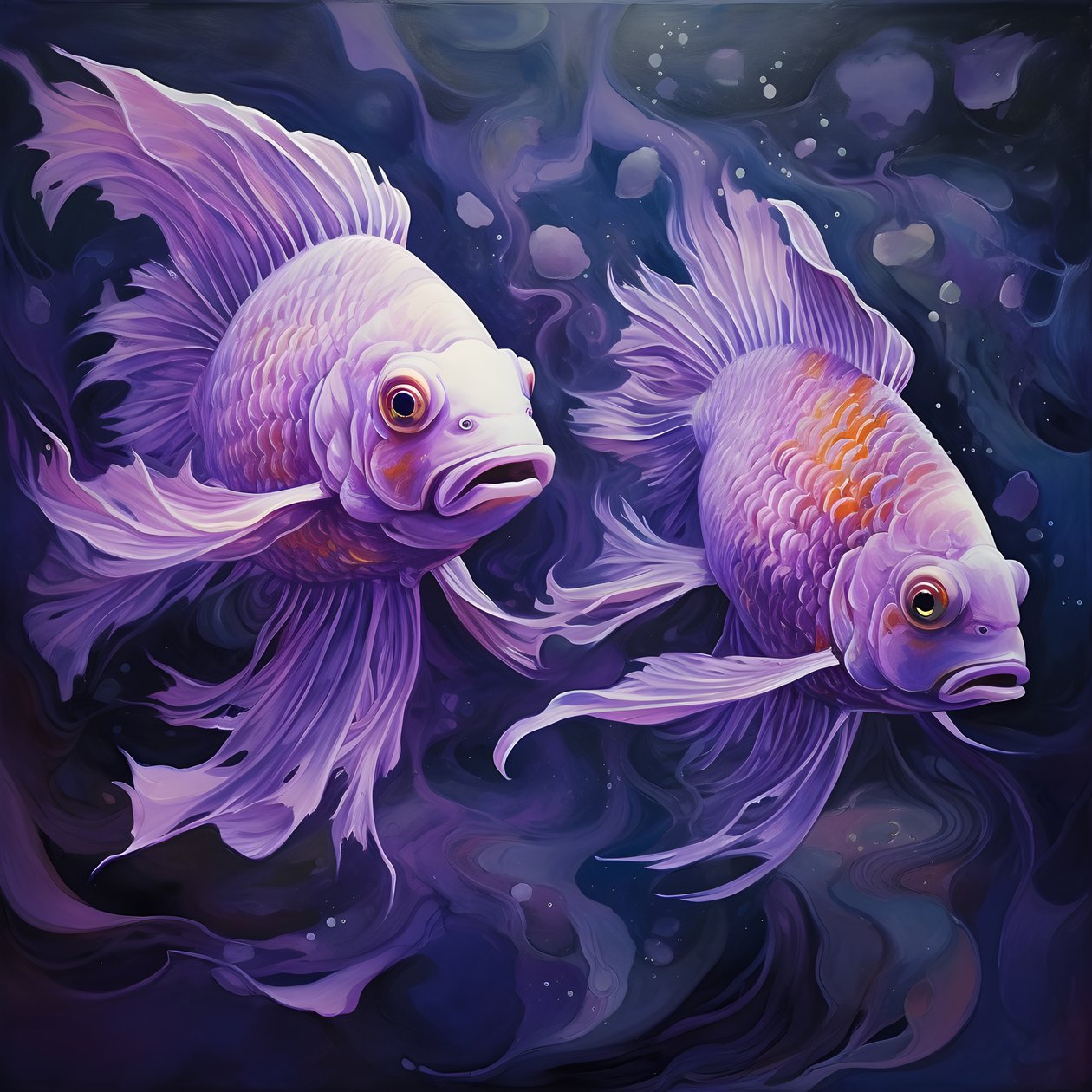 deux poissons en violet 2 - Kurt Heppke