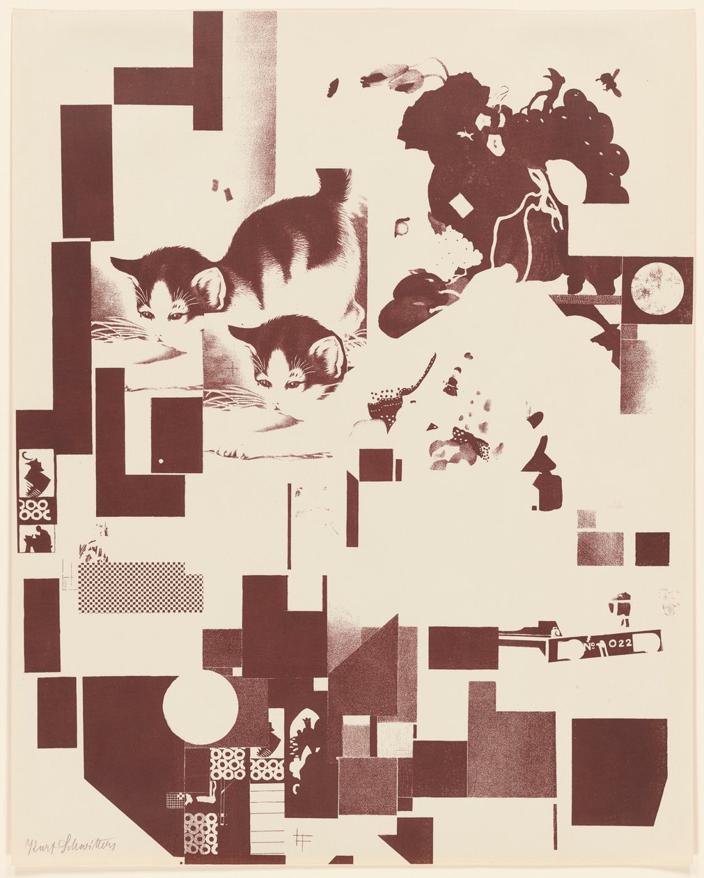 Sans titre, no. 5 de 6 du portfolio Merz 3. Kurt Schwitters 6 Lithos. Merz Mappe. Premier Portfolio de l