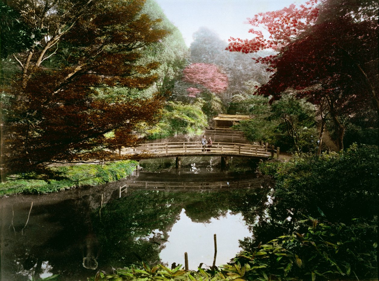 Jardin ornemental japonais en fleurs - Kusakabe Kimbei