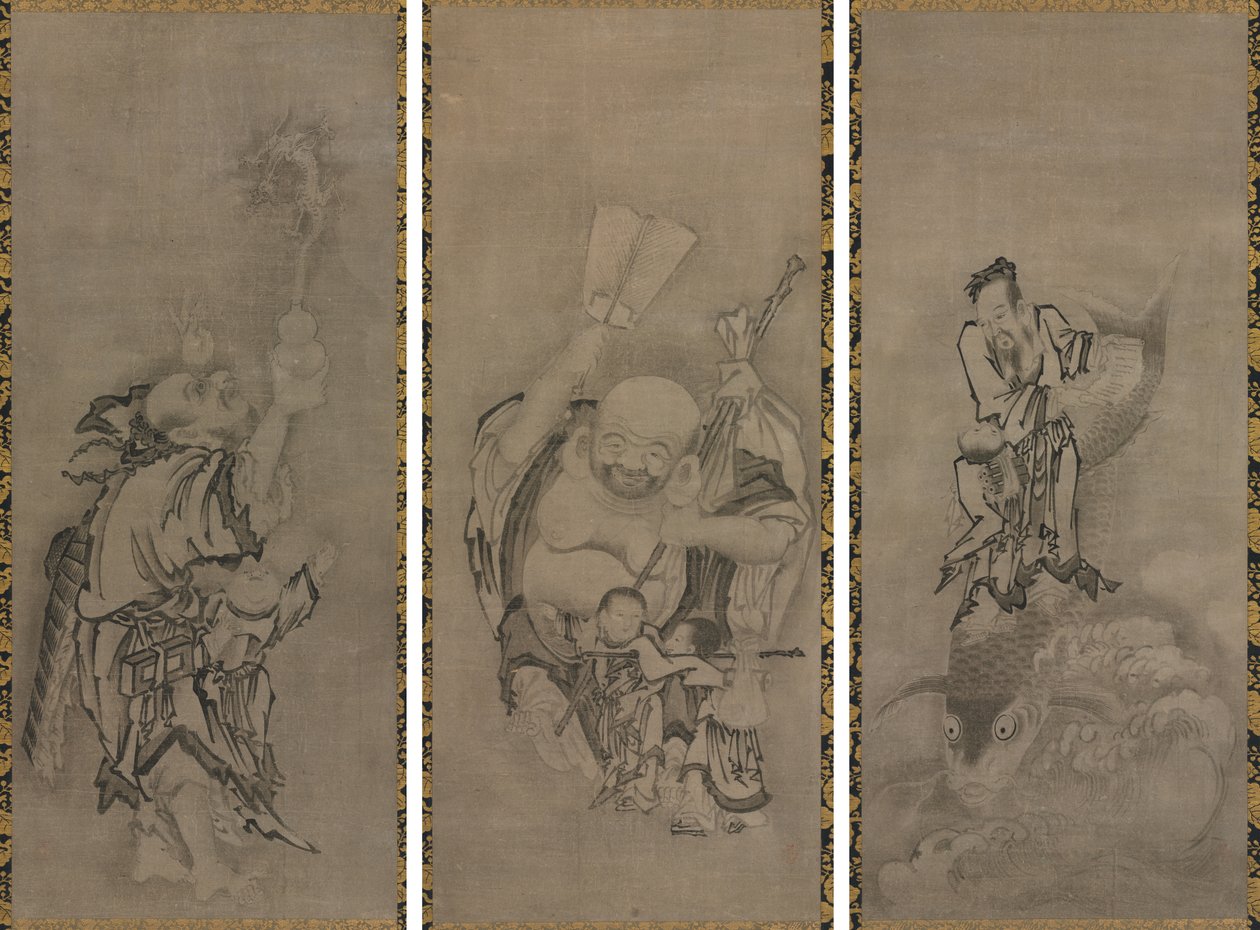 Hotei avec des Immortels Taoïstes - Kyūseki Tomonobu