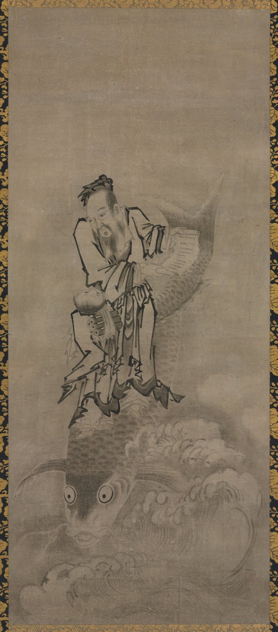 Hotei avec des Immortels taoïstes, fin des années 1600-début des années 1700 - Kyūseki Tomonobu