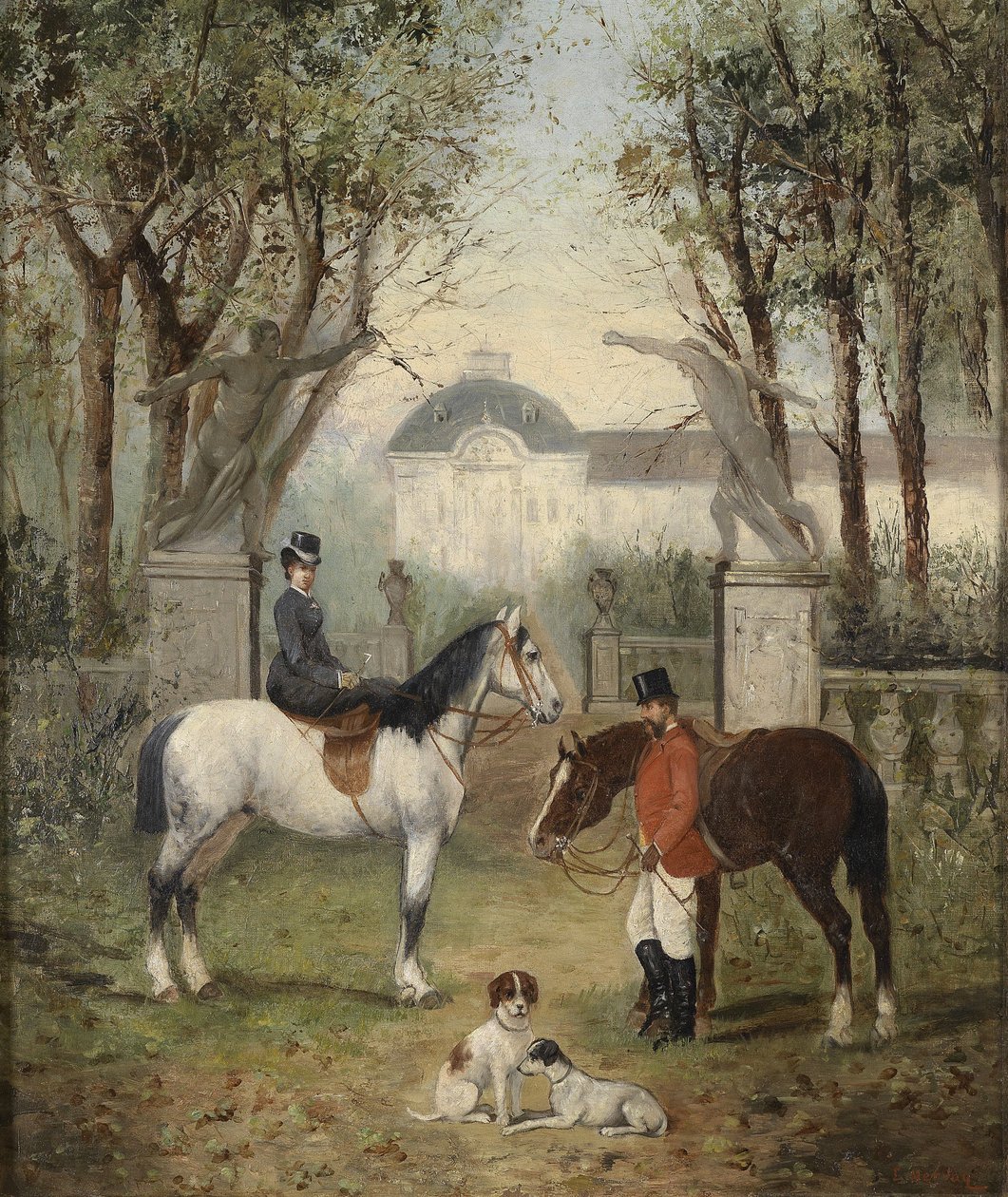 Impératrice Elisabeth avec son accompagnateur de cheval - L. Herday