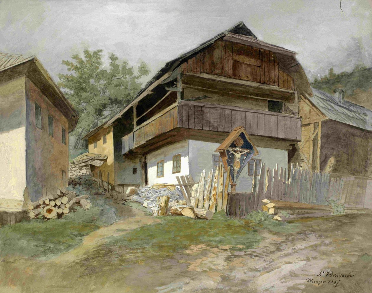Motif de Podkoren - maison typique avec signe - Ladislav Benesch