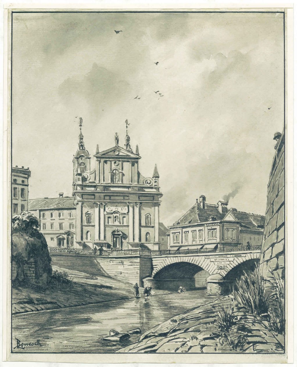 Vue sur la Ljubljanica, le pont de Franc et l