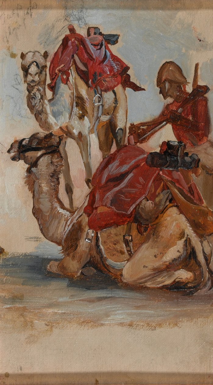 Soldat britannique, Corps de chameaux, Égypte, 1ère Guerre du Soudan, vers 1885 - Lady Butler