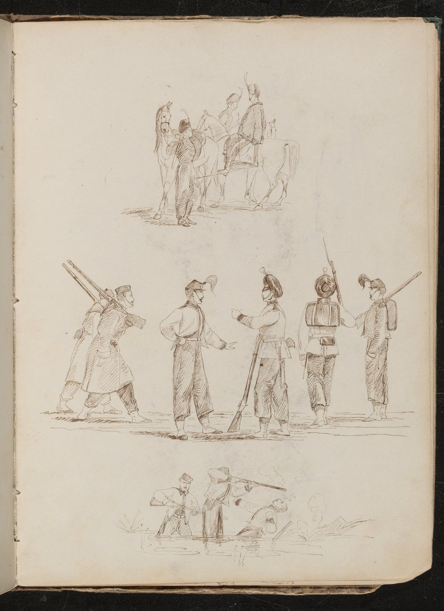 Étude de soldats et de chevaux - Lady Butler