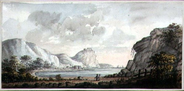 Paysage avec deux figures surplombant une baie, vers 1825 - Lady Egerton
