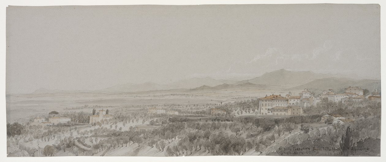 Vue de la Villa Pescatore depuis la Villa Muti, Piombino - Lady Elizabeth Susan Percy