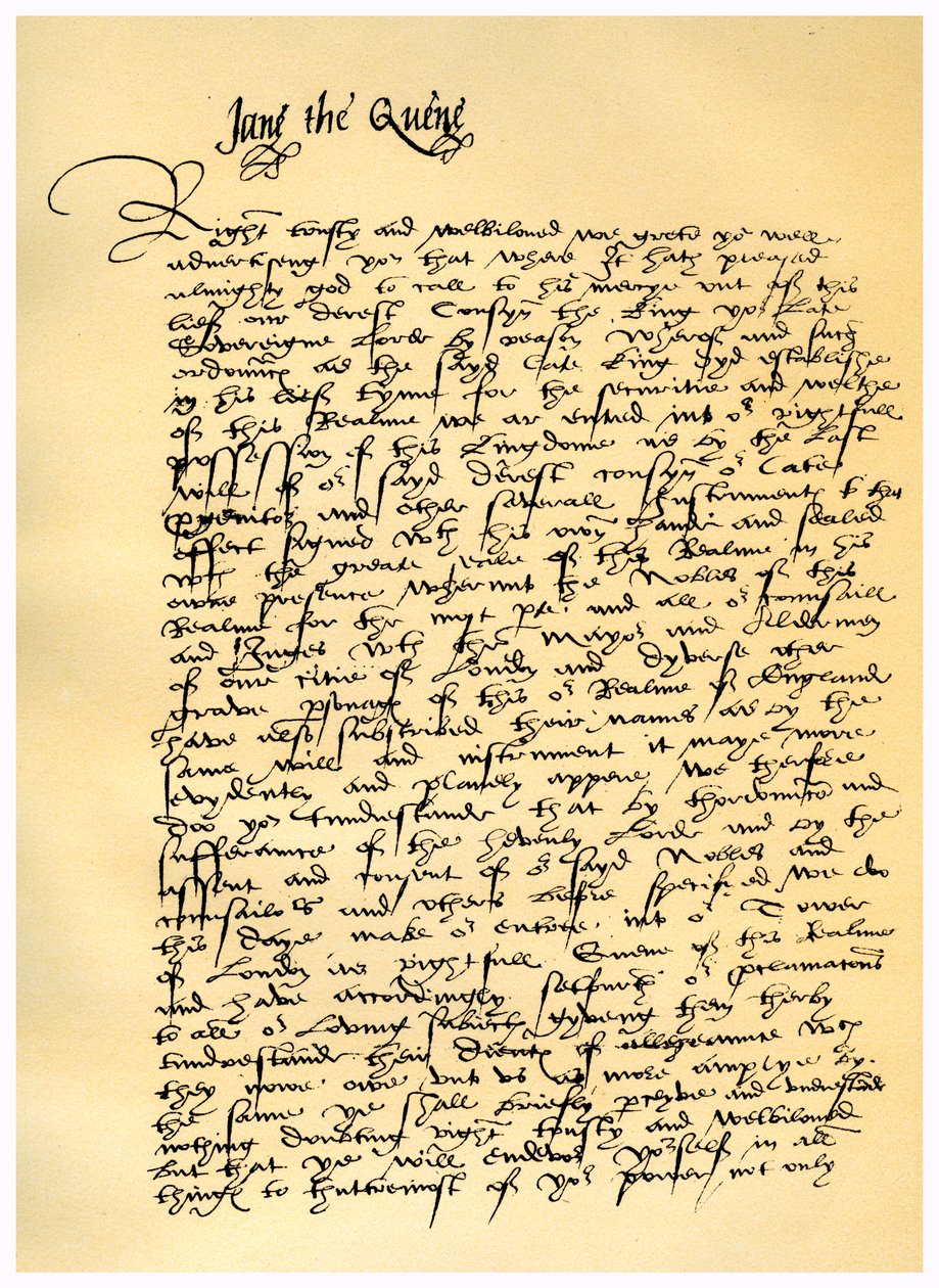Lettre de Lady Jane Grey à William Parr, 10 juillet 1553 - Lady Jane Grey