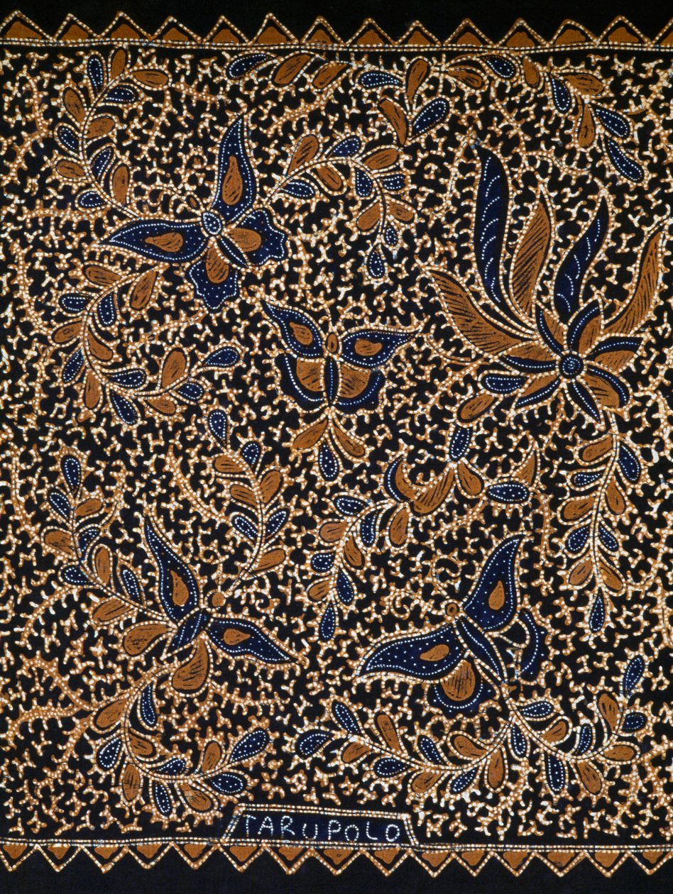 Batik avec décoration traditionnelle de papillons et de fleurs, Java, Indonésie (détail) - Amadeo (after) Modigliani