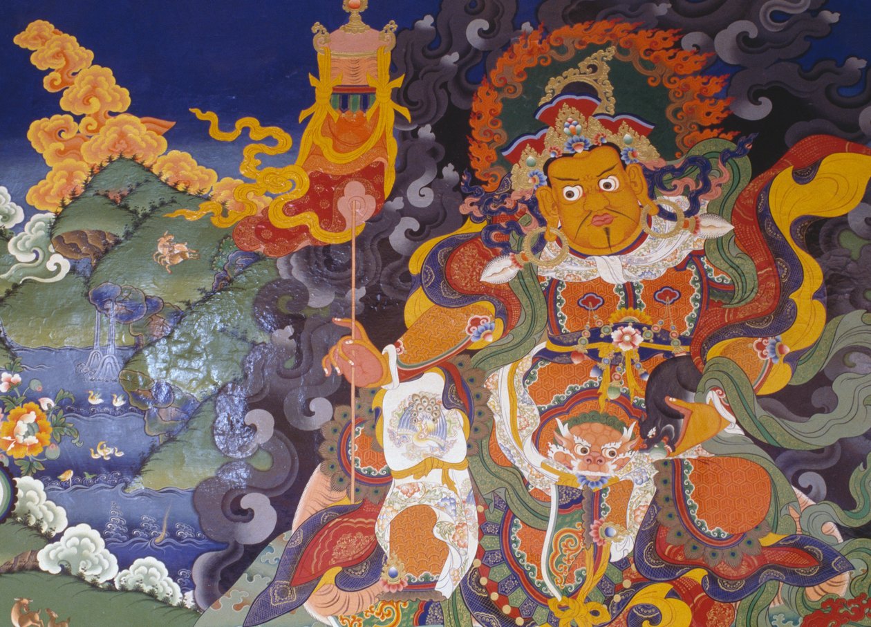 Fresque représentant des divinités colorées, Monastère bouddhiste de Lamayuru, Himalaya, district de Ladakh, état de Jammu-et-Cachemire, Inde - Amadeo (after) Modigliani