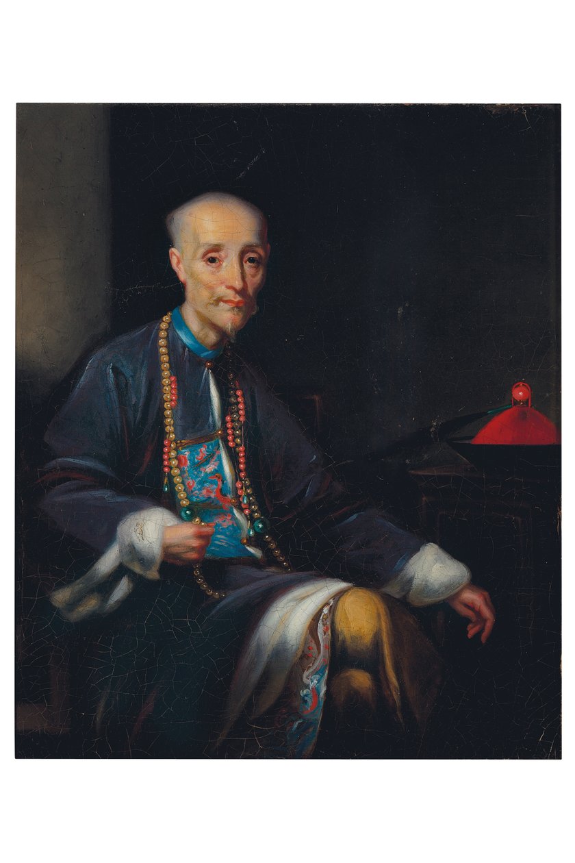 Portrait de Houqua, trois-quarts longueur, assis, à l