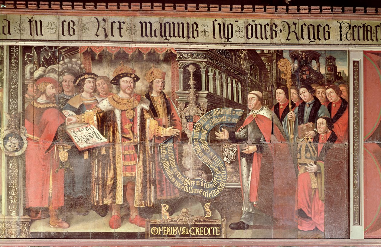 Évêque Robert Sherburne avec Henri VIII (1491-1547) vers 1508-36 - Lambert Barnard