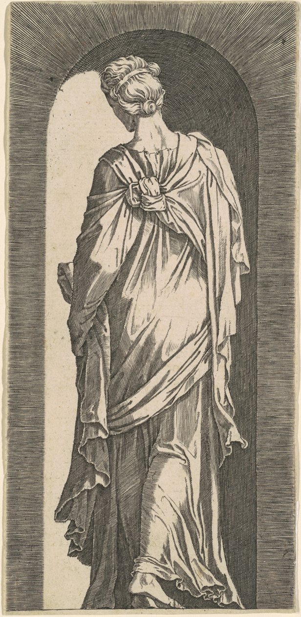 Sibylle vue de dos, regardant vers le bas à gauche - Lambert Suavius
