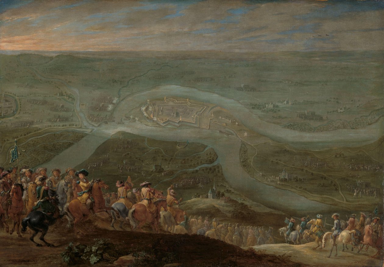 Le roi Louis XIV et son entourage au siège de Schenkenschans, 1672 - Lambert de Hondt (II)