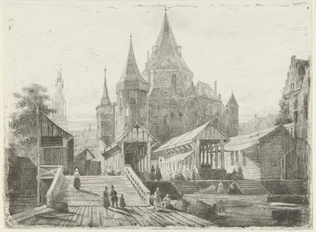 Vue de la Nieuwmarkt à Amsterdam - Lambertus  Hardenberg