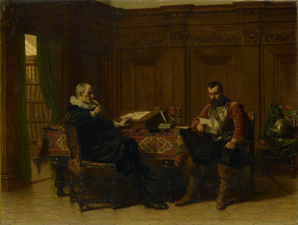 Deux hommes dans un intérieur du XVIIe siècle - Lambertus Lingeman