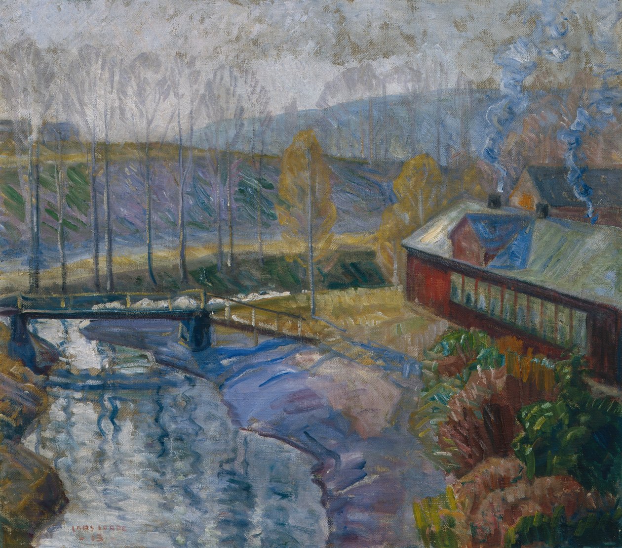 Paysage avec maison et rivière - Lars Jorde