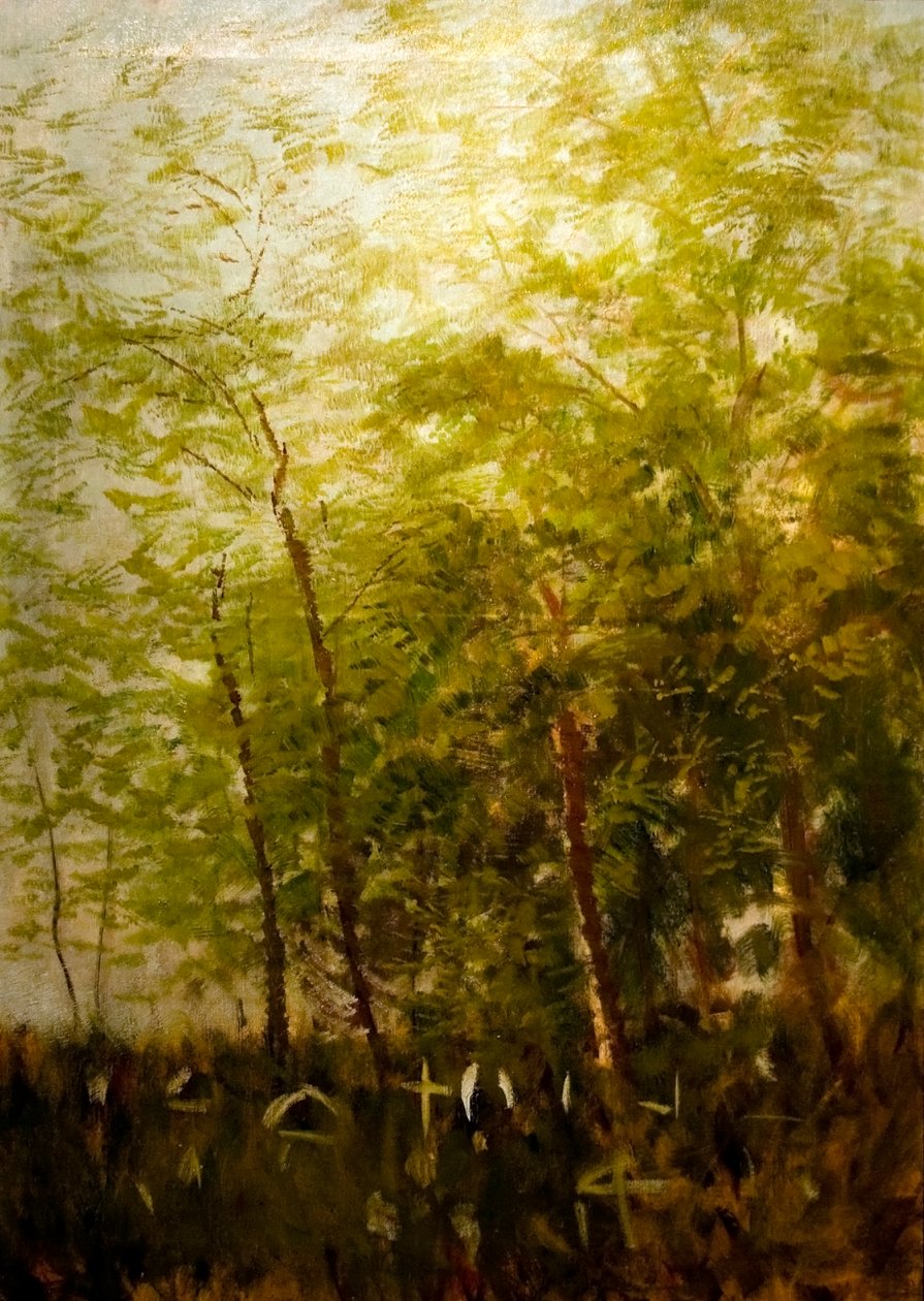 Frange de forêt avec croix - Laszlo Mednyanszky