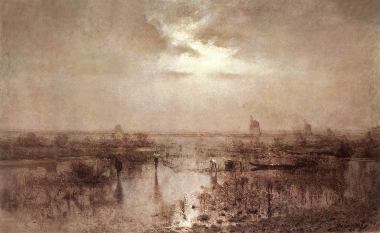Pêche sur la rivière Tisza - Laszlo Mednyanszky