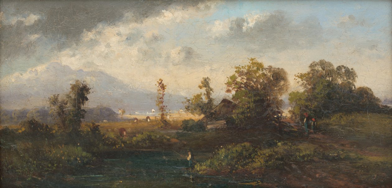 Paysage avec pêcheur - Laszlo Mednyanszky