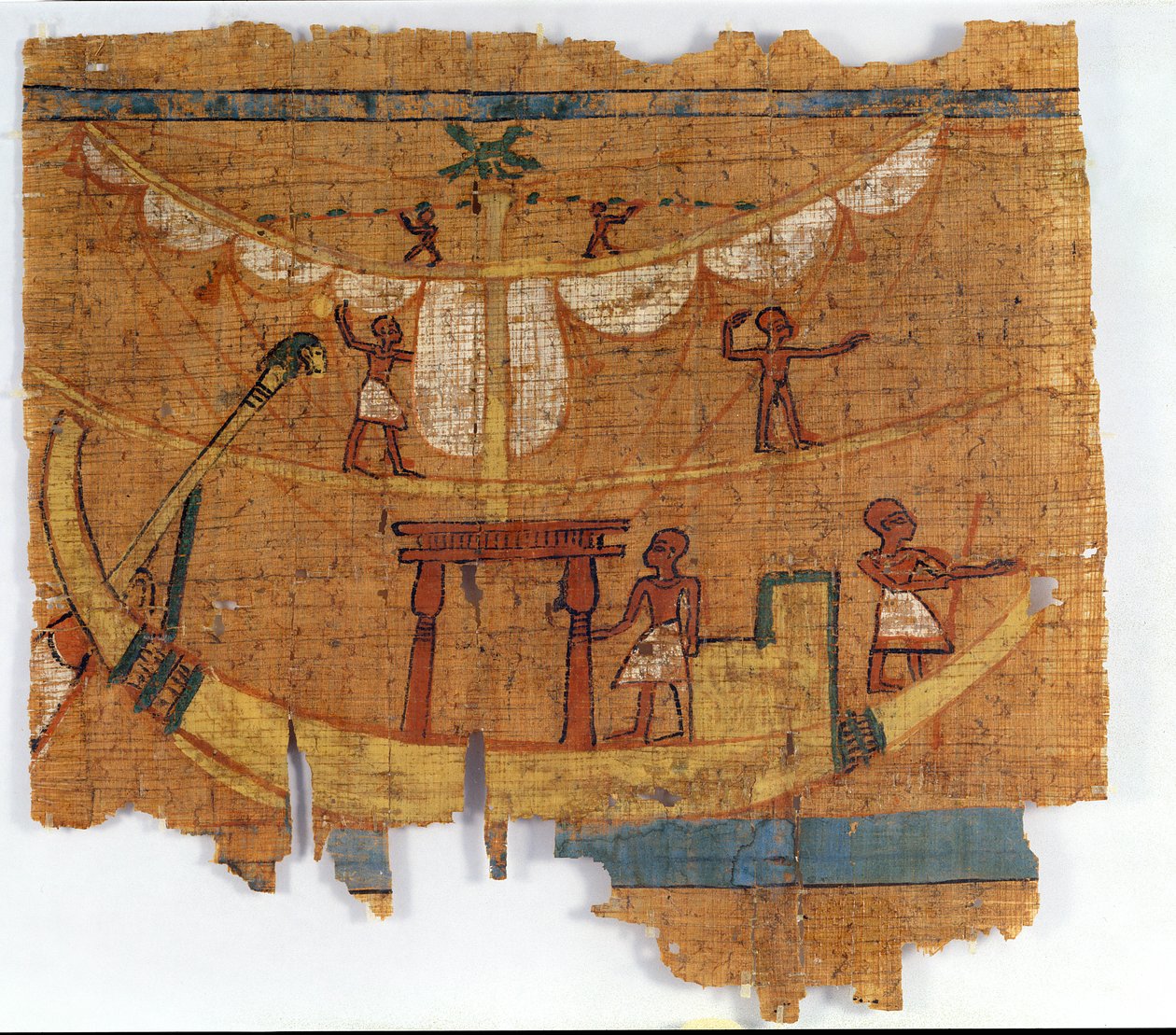 Embarquement sur une rivière (papyrus) - Late Period Egyptian