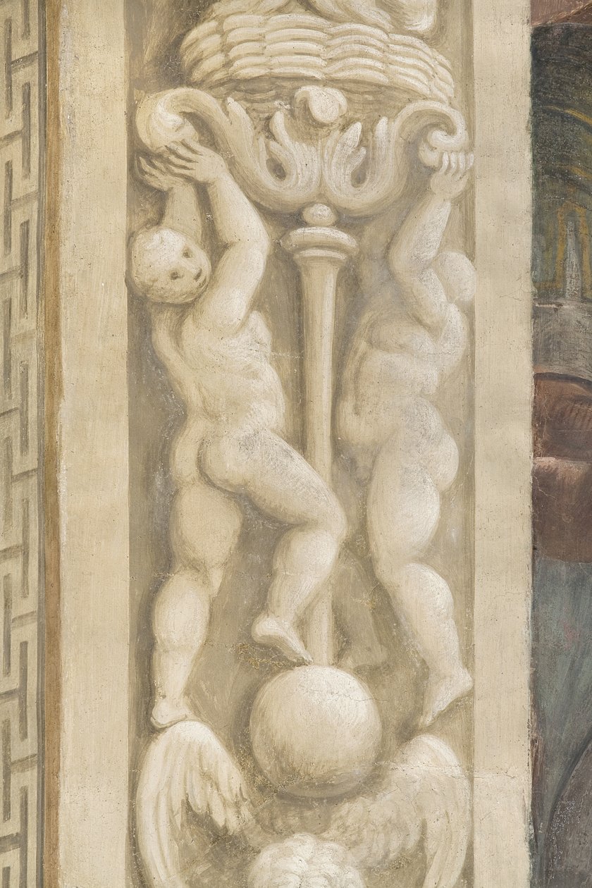 Putti, décorations autour des fenêtres (fresque) - Lattanzio Gambara