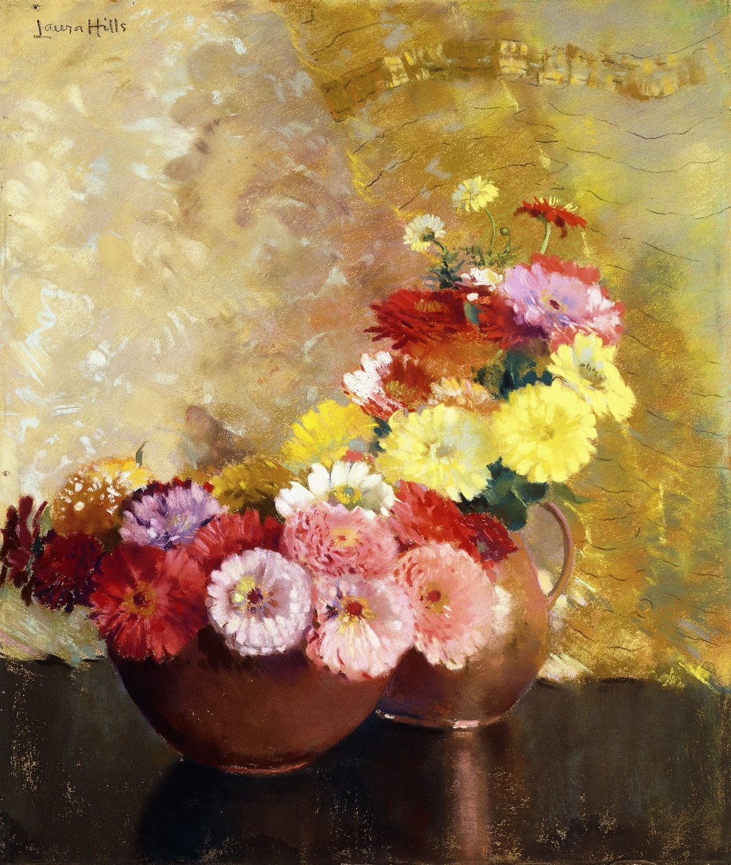 Zinnias et cuivre - Laura Coombs Hills